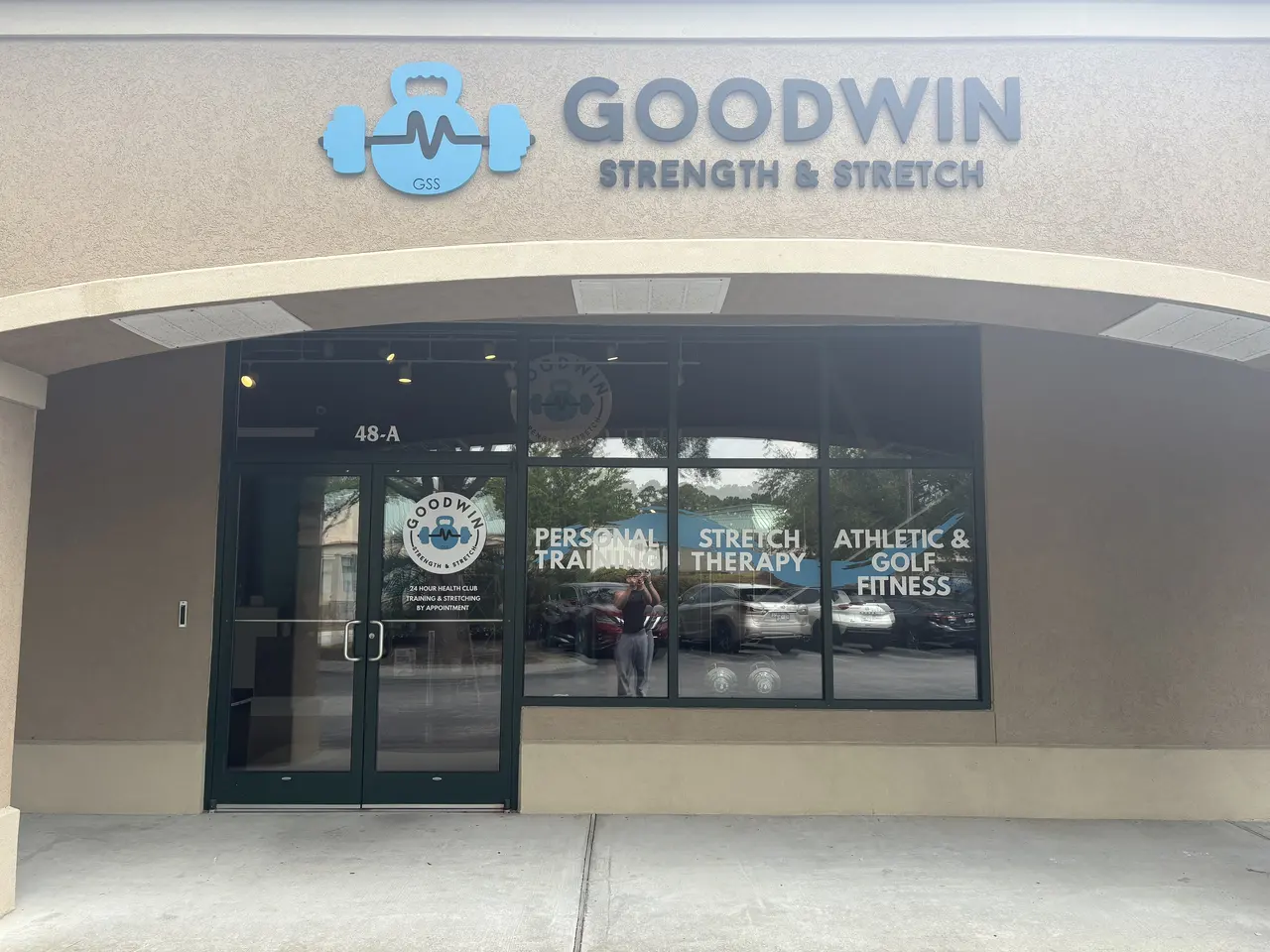 The original Goodwin Strength & Stretch storefront on Pennington Drive, Bluffton